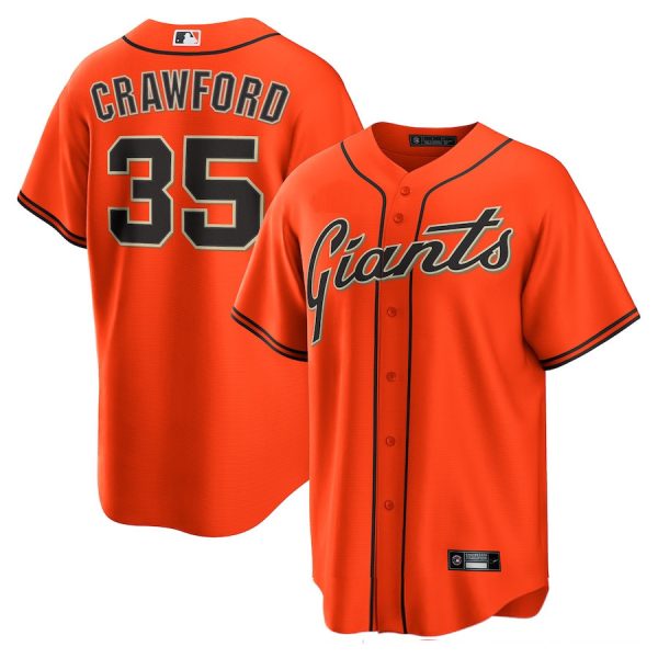 San Francisco Giants #35 Brandon Crawford Orange Alternate Replica Baseball Player Jerseys
