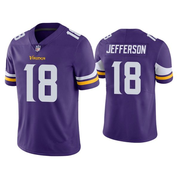Minnesota Vikings #18 Justin Jefferson Purple Replica Stitched American Football Jerseys